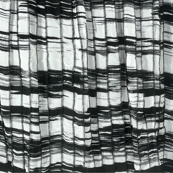 Calvin Klein Black Gray Pleated Panelled Flowy A-line Skirt Abstract Print Sz L - Picture 4 of 11